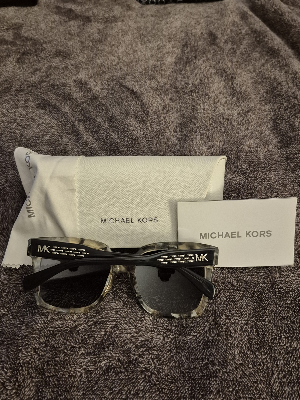 Michael Kors Marbled Square Sunglasses in Gray/Black - Picture 4 of 4